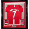 Framed Autographed/Signed Cristiano Ronaldo 35x39 Manchester United Red 2008 Soccer Jersey Beckett BAS COA/LOA