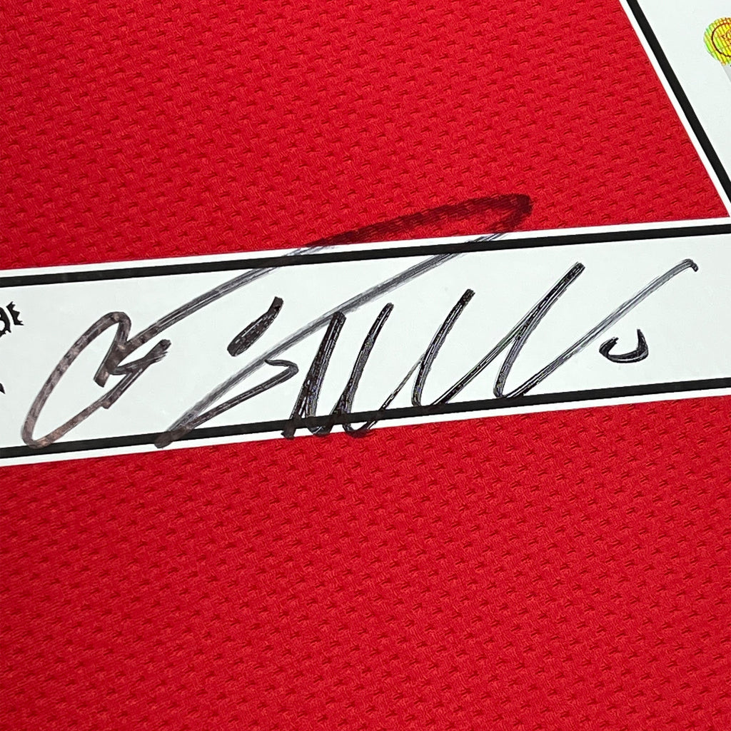 Framed Autographed/Signed Cristiano Ronaldo 35x39 Manchester United Red 2008 Soccer Futbol Jersey Beckett BAS COA/LOA