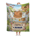 Personalized Capybara Hot Spring Blanket – Custom Name Gift