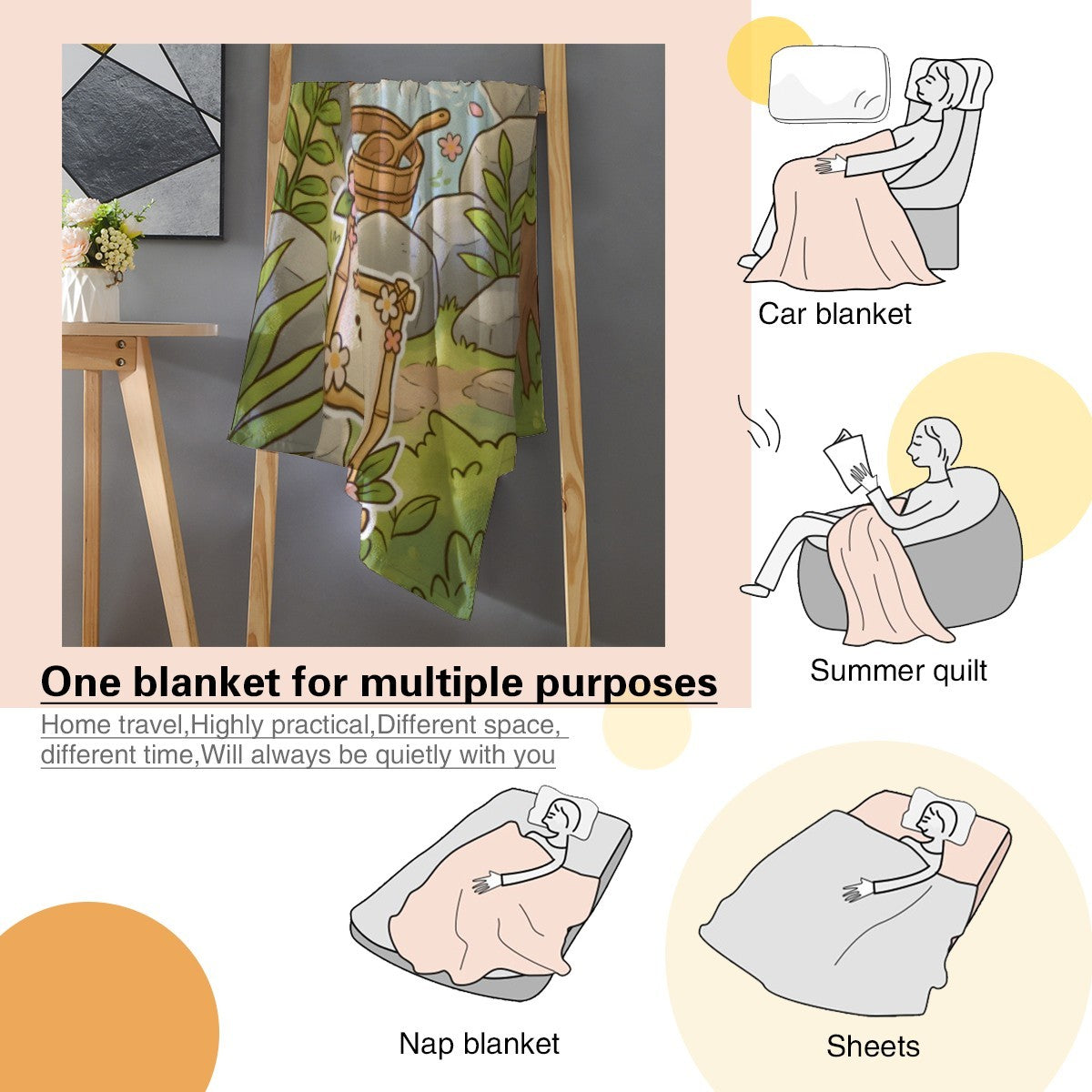 Personalized Capybara Hot Spring Blanket – Custom Name Gift