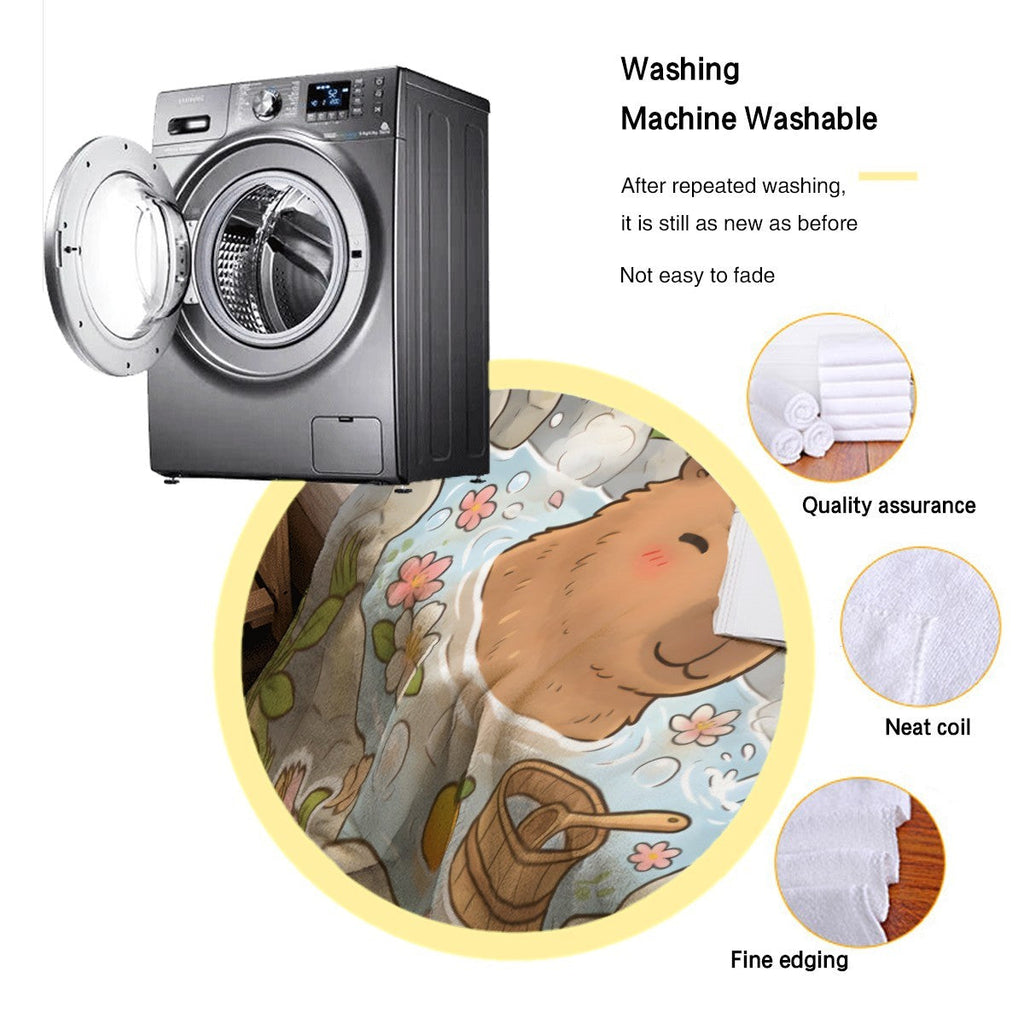 Personalized Capybara Hot Spring Blanket – Custom Name Gift