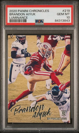 Graded 2020 Panini Chronicles Brandon Aiyuk #219 Luminance Rookie RC Football Card PSA 10 Gem Mint