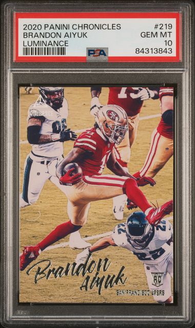 Graded 2020 Panini Chronicles Brandon Aiyuk #219 Luminance Rookie RC Football Card PSA 10 Gem Mint