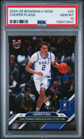 Graded 2024 Topps Bowman U Now Cooper Flagg #25 Star Freshman Powers Blue Devils to Top 5 Win Rookie RC Basketball Card PSA 10 Gem Mint