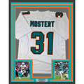 Framed Autographed/Signed Raheem Mostert 35x39 Miami White Football Jersey Beckett BAS COA