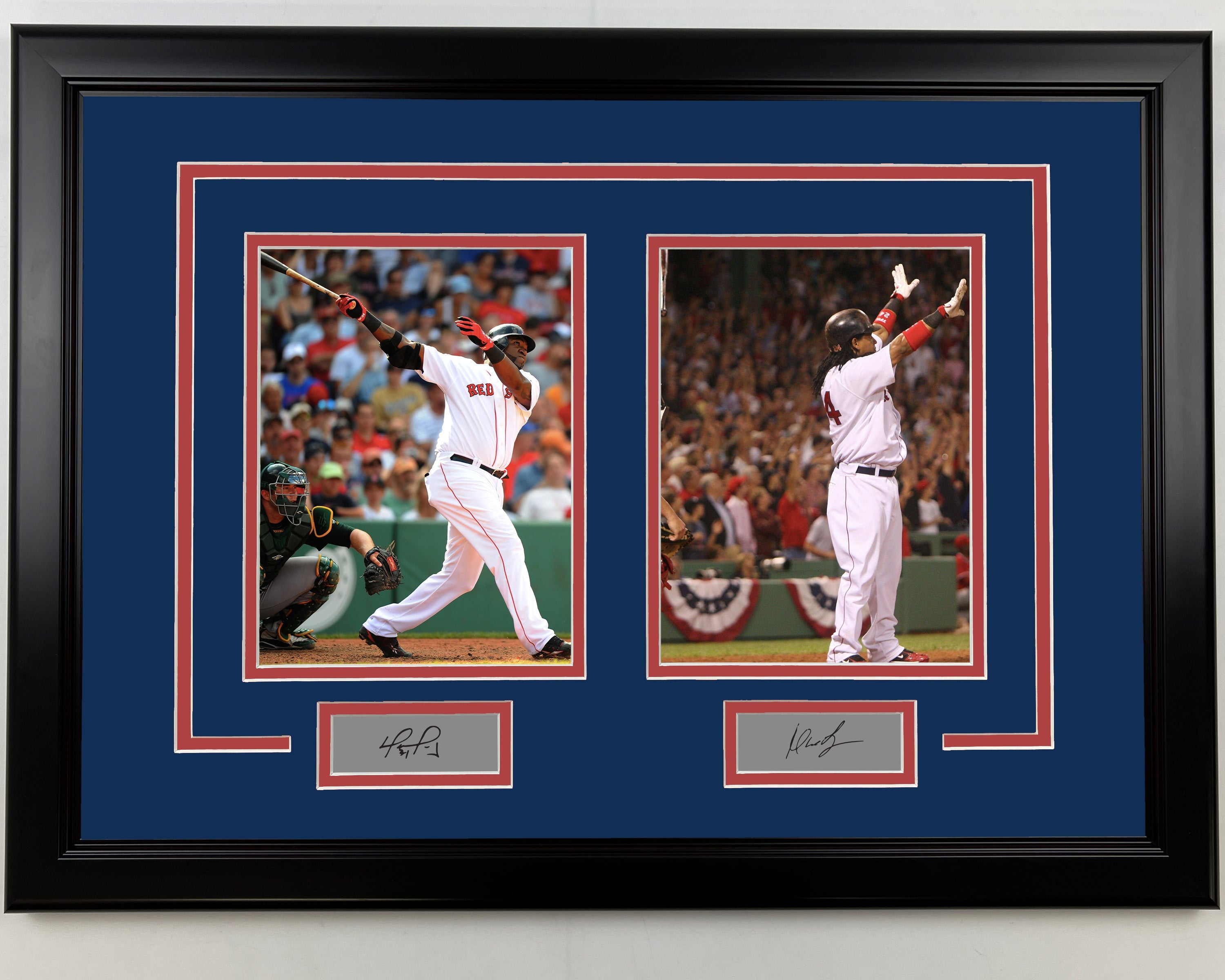 Framed David Ortiz and Manny Ramirez Boston Red Sox 17x23 Dual Baseball Photo
