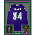 Framed Autographed/Signed Ray Allen 35x39 Milwaukee Purple Basketball Jersey Beckett BAS COA