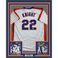 Framed Autographed/Signed Ray Knight 35x39 New York Pinstripe Baseball Jersey Beckett BAS COA