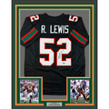 Framed Autographed/Signed Ray Lewis 35x39 Miami Black College Football Jersey Beckett BAS COA
