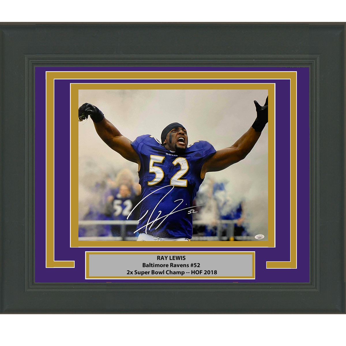 Framed Autographed/Signed Ray Lewis Baltimore Ravens 16x20 Football Photo JSA COA #4