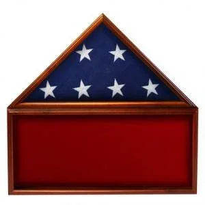 Flag Memorabilia Display Case, Mountain Flag Case with Red Background