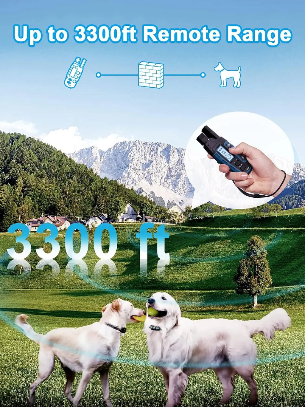Waterproof Rechargeable Dog Training Collar – 3300ft Range, 2-Dog System