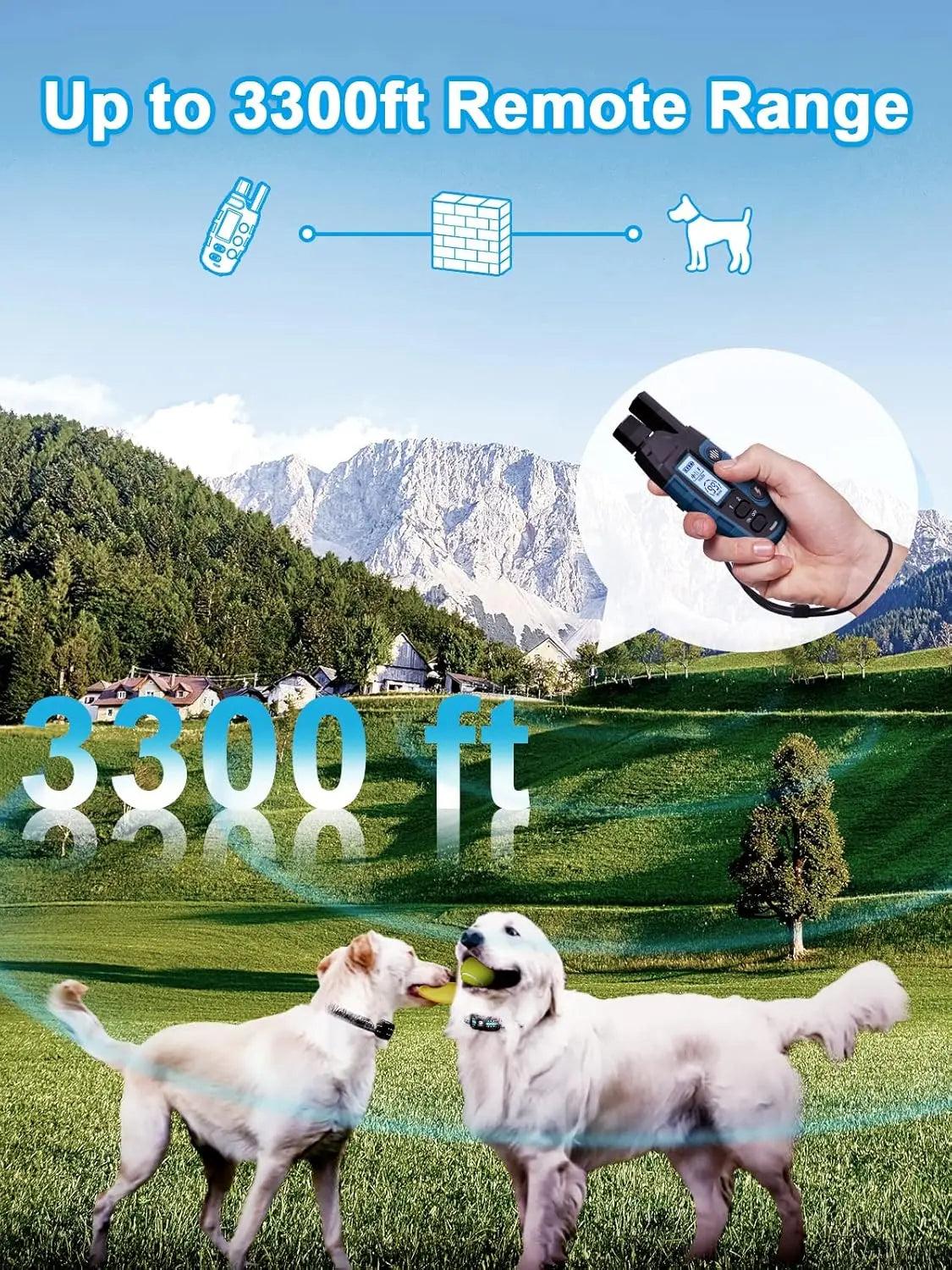 Waterproof Rechargeable Dog Training Collar – 3300ft Range, 2-Dog System