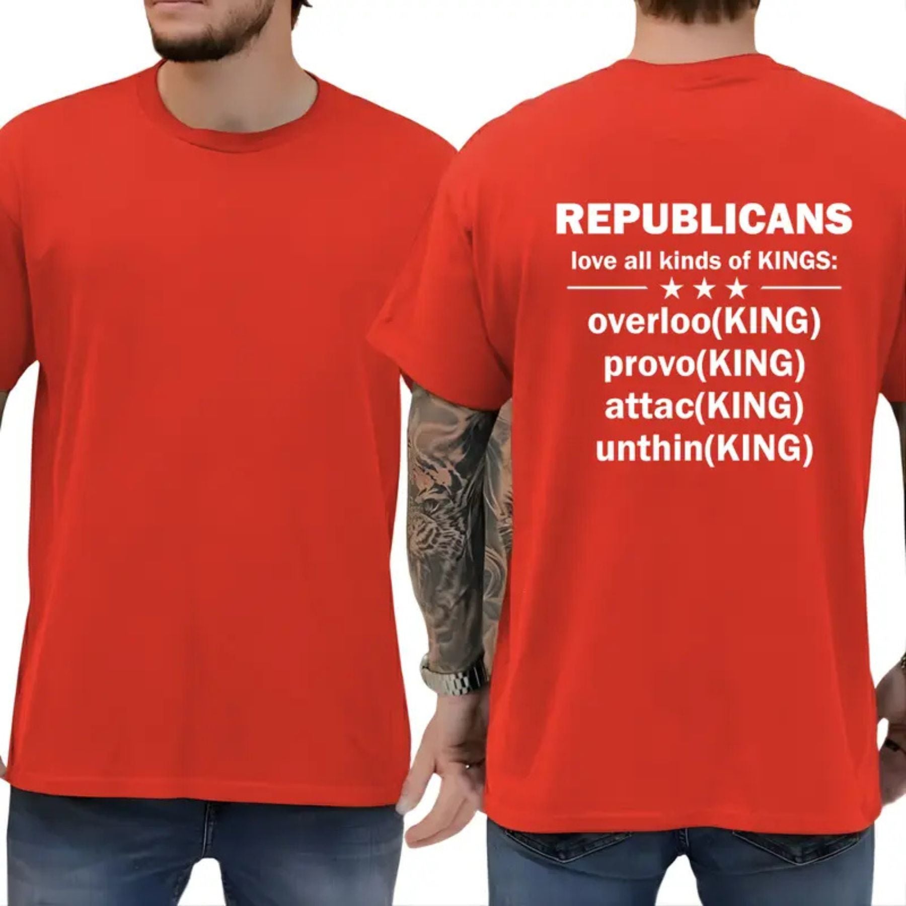 "Republicans Love Kings" Funny Sarcastic Political T-Shirt – Bold Liberal Statement Graphic Top, Urban Streetwear Satire Tee