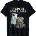 "Respect Your Elders" Floppy Disk T-Shirt – Funny Retro Tech Graphic Tee, Unisex Cotton Shirt