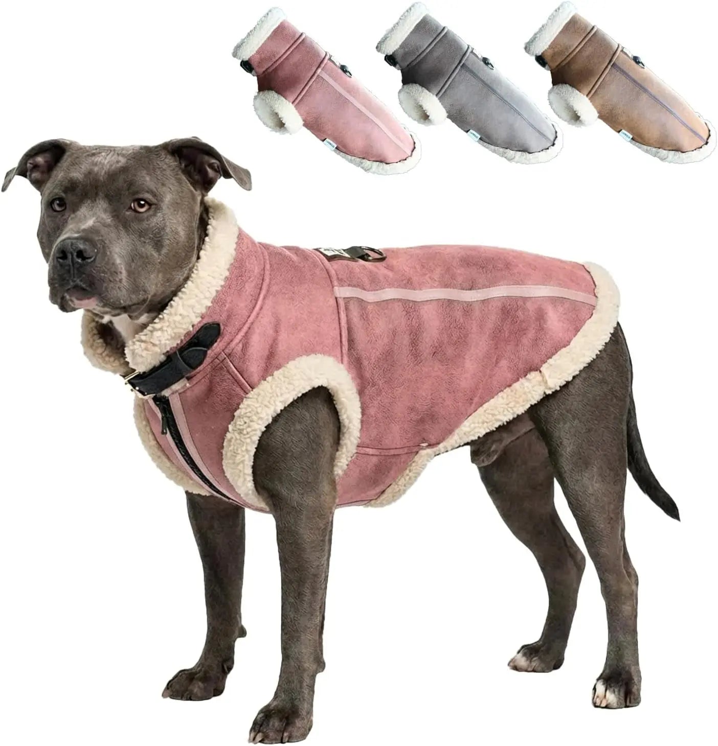 Retro Aviator Dog Jacket – Faux Leather Sherpa Coat