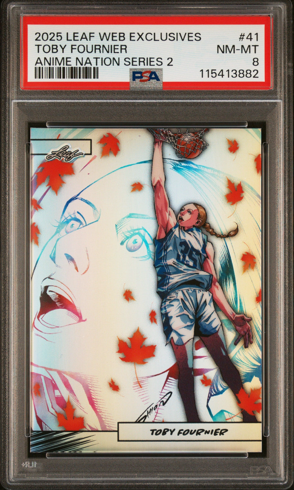 Graded 2025 Leaf Web Exclusives Toby Fournier #41 Anime Nation Series 2 /99 Basketball Card PSA 8 Near Mint