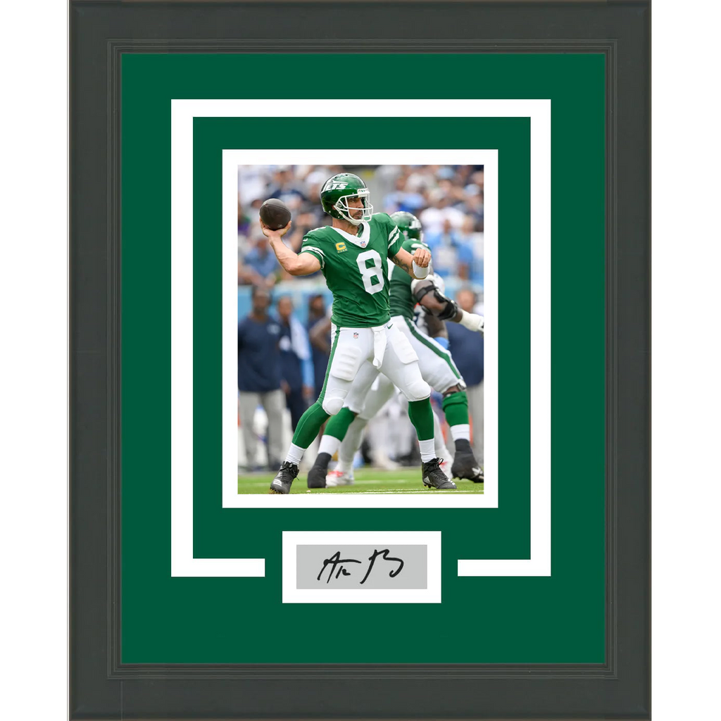Framed Aaron Rodgers Laser Engraved Signature Auto New York Jets 11x14 Football Photo