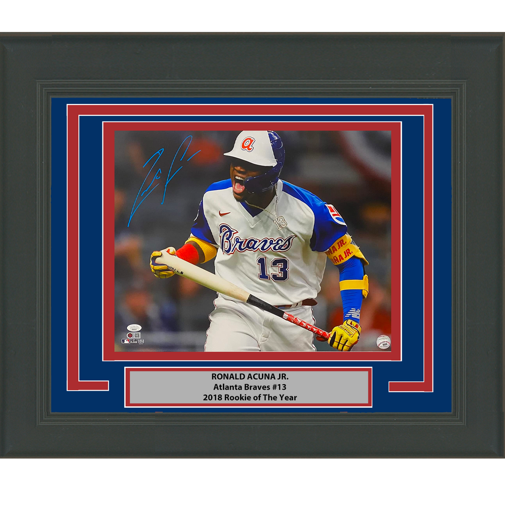Framed Autographed/Signed Ronald Acuna Jr. Atlanta Braves 16x20 Baseball Photo JSA COA #11
