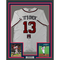 Framed Autographed/Signed Ronald Acuna Jr. 35x39 It's Over Majestic Atlanta Braves White Baseball Jersey JSA COA