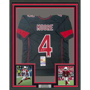 Framed Autographed/Signed Rondale Moore 35x39 Arizona Black Color Rush Football Jersey JSA COA