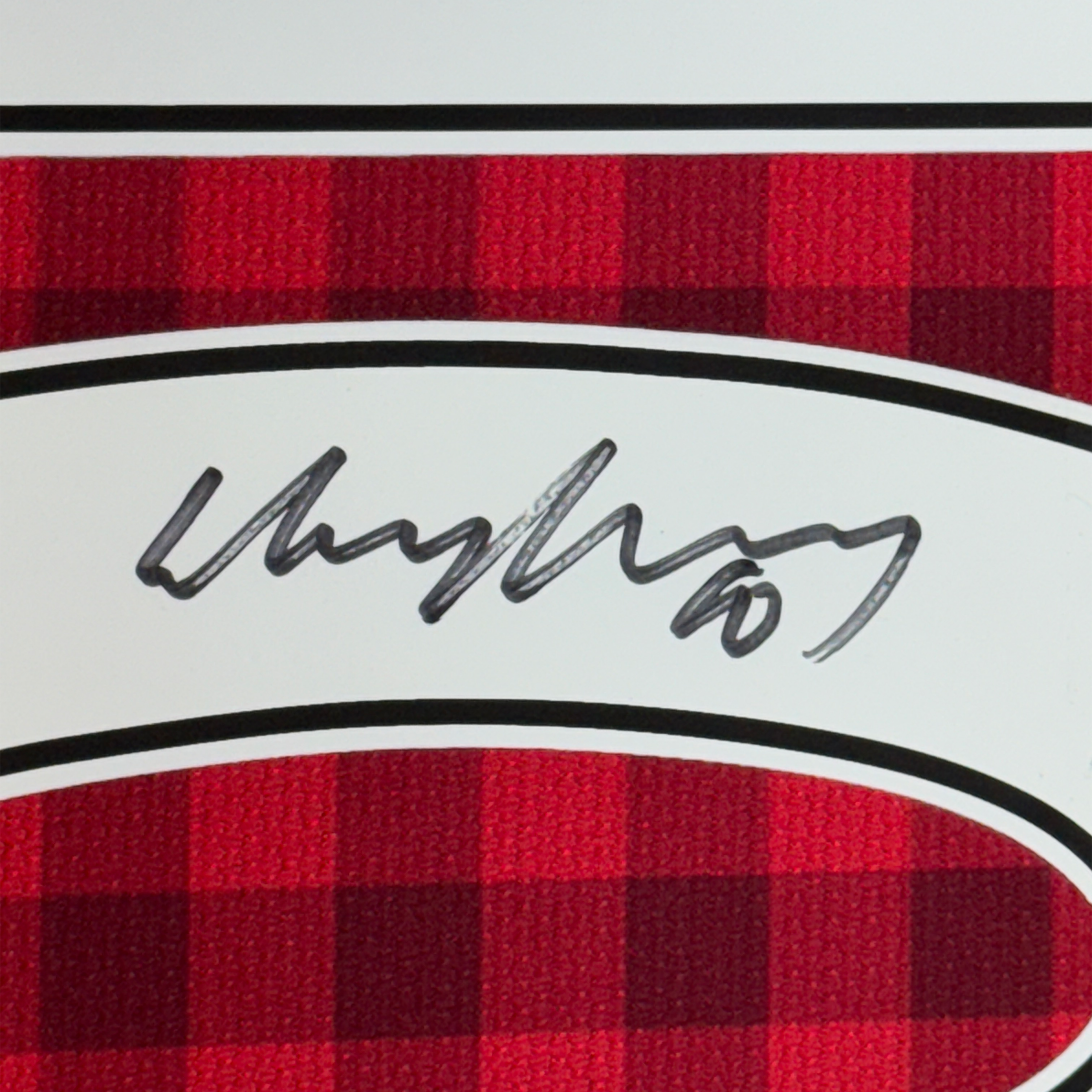 Framed Autographed/Signed Wayne Rooney 35x39 Manchester United Red Checkered Soccer Jersey Beckett BAS COA