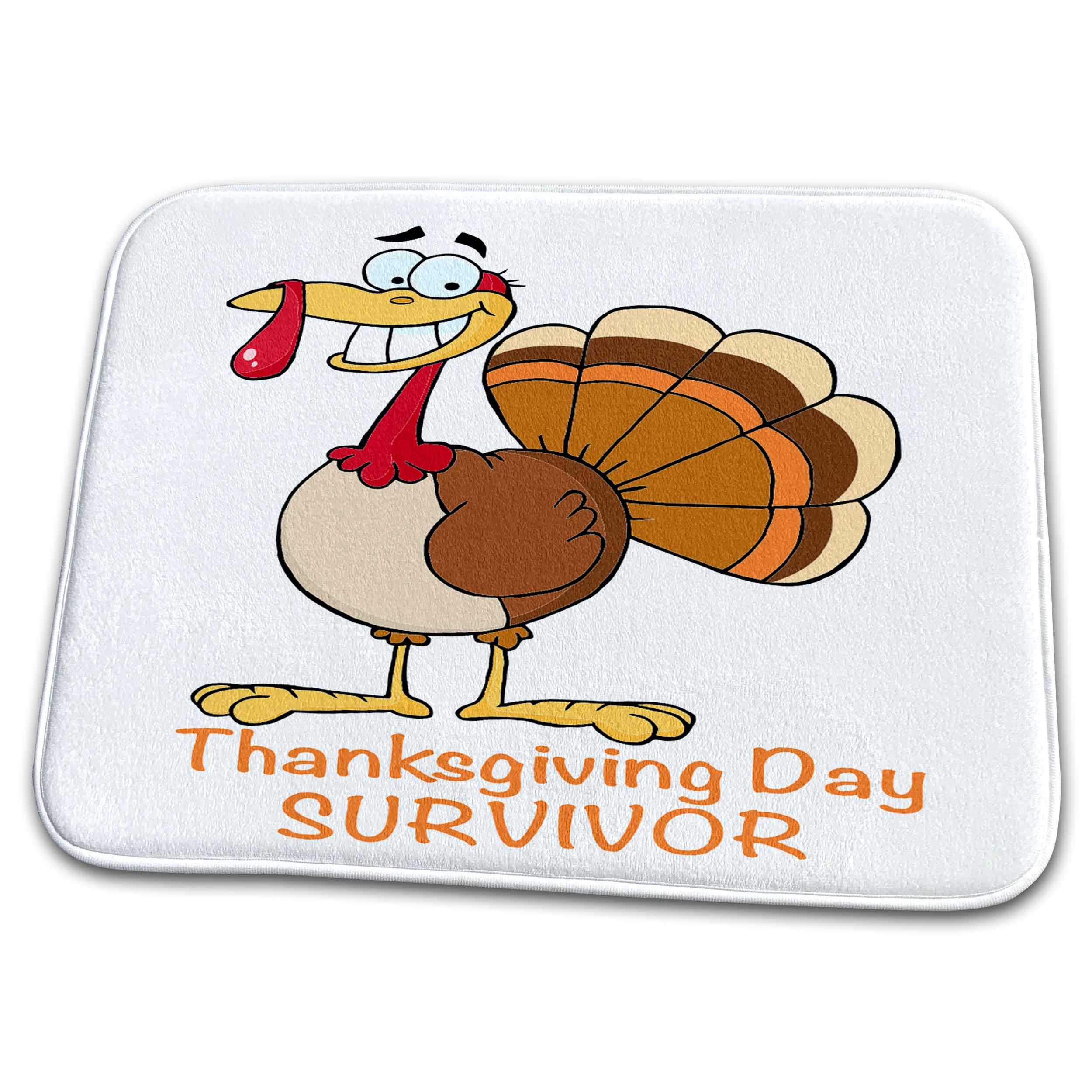 3dRose Funny Thanksgiving Day Survivor Turkey - Dish Drying Mats (ddm-118709)