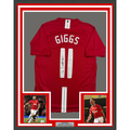 Framed Autographed/Signed Ryan Giggs 35x39 Manchester United Red Soccer Jersey Beckett BAS COA