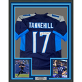 Framed Autographed/Signed Ryan Tannehill 35x39 Tennessee Dark Blue Football Jersey GTSM COA