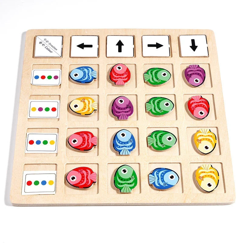 Montessori Wooden Board Game – Educational Logic & Color Toy for Kids