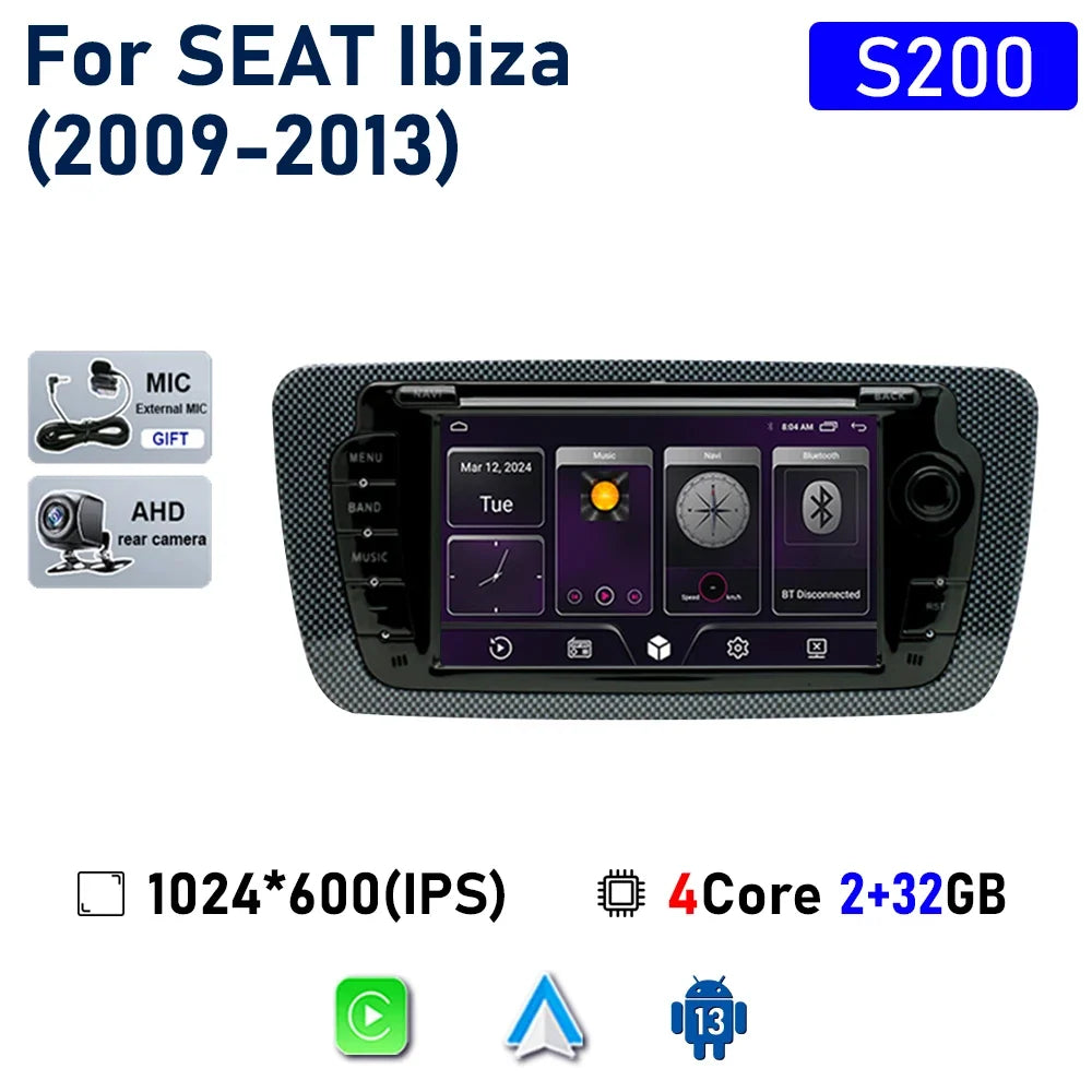 7" Touch Screen Car Stereo Head Unit for Seat Ibiza 2009–2013