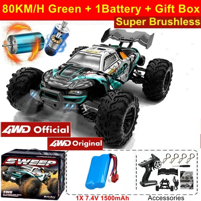 4WD Remote Control Car High-Speed 50-80KM/H Off-Road Buggy Truck