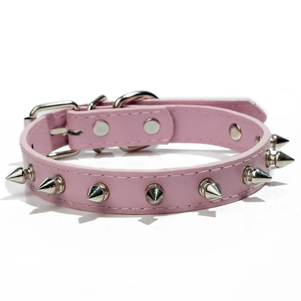 Adjustable Studded PU Leather Collar for Dogs & Cats