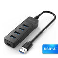 4-Port USB 3.0 Hub with Type-C Splitter & Cable