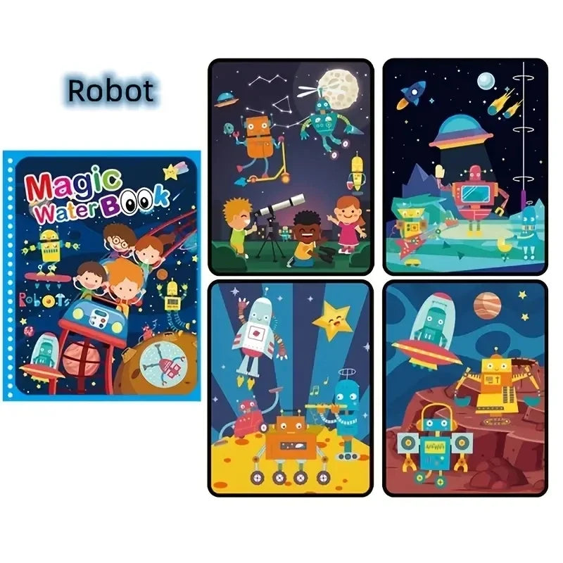 Watercolor Painting Magic Book – Reusable Cartoon Art Book for Kids