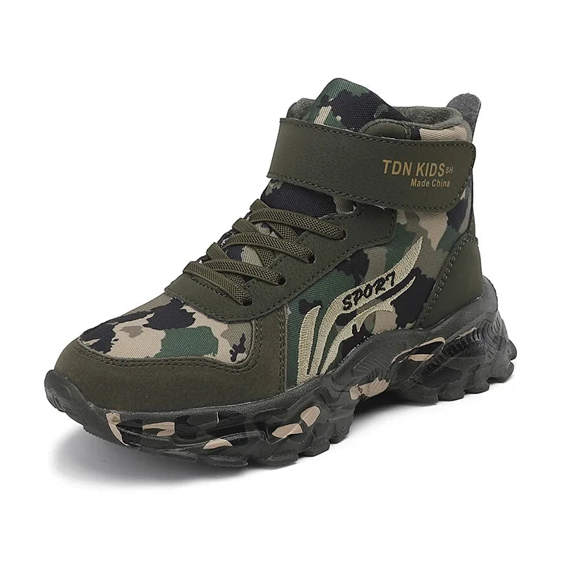 Kids Winter Snow Boots, Plush Camouflage, Warm Anti-Slip