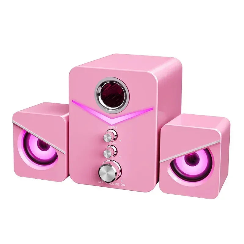 USB Desktop Speakers with Built-In Microphone – Wired Stereo Computer Speakers