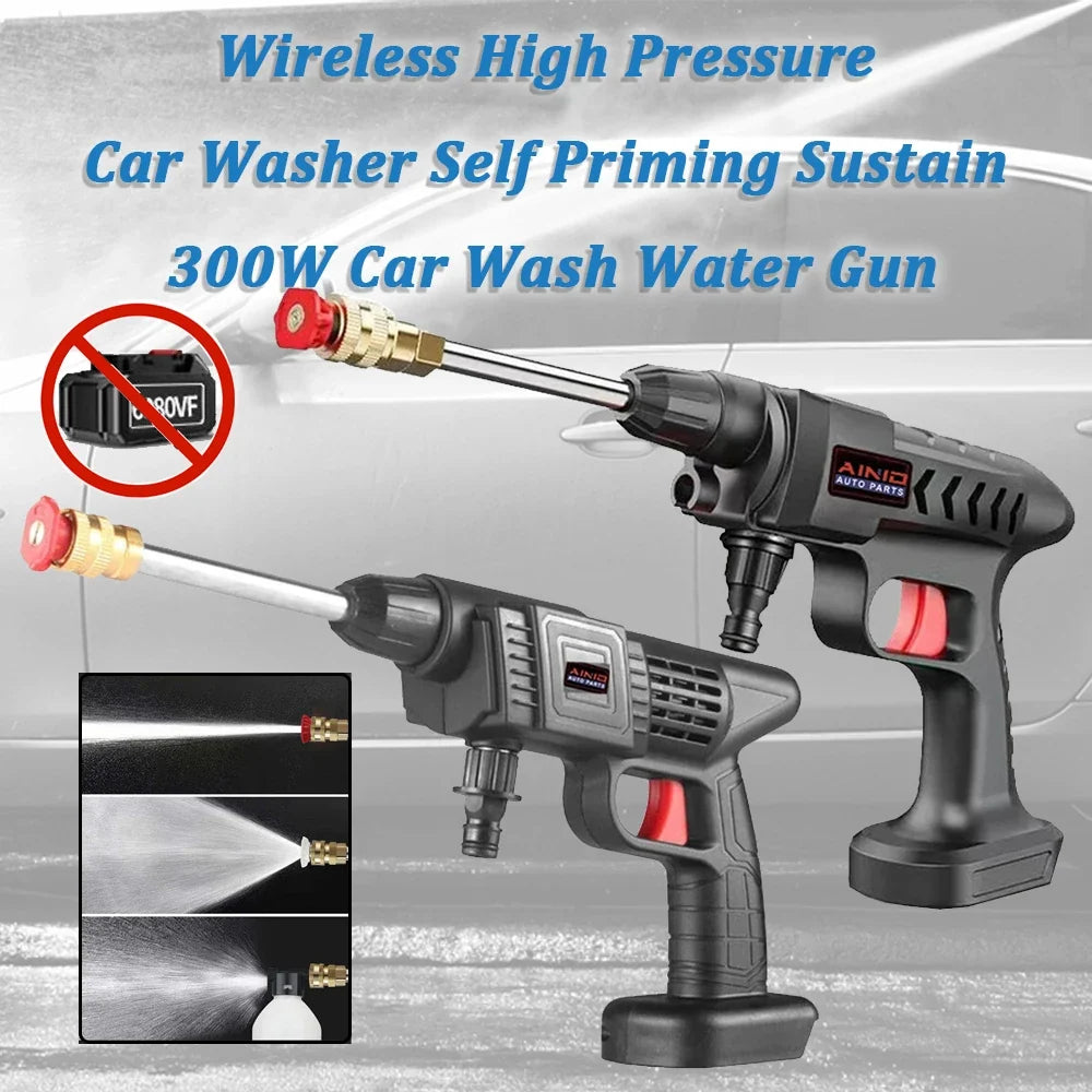 60Bar Cordless Pressure Washer – Portable High-Pressure Car Wash Spray Gun