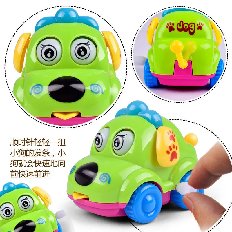 Clockwork Winding Toy Car – Cute Cartoon Animal Kids Gift