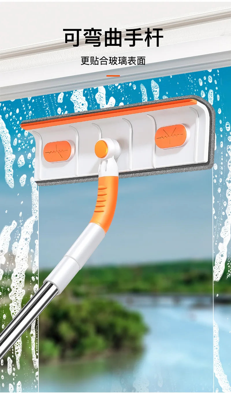 Telescopic Window Cleaning Mop – Microfiber Glass Squeegee & Scraper