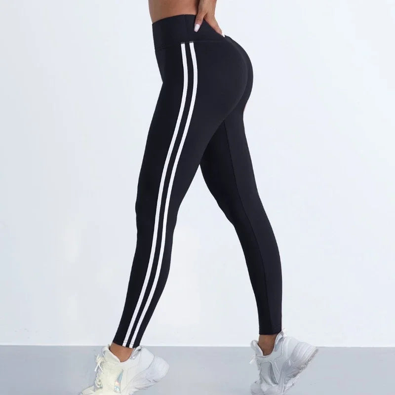 Women's Striped Yoga Leggings – Slim Fit Sports Pants