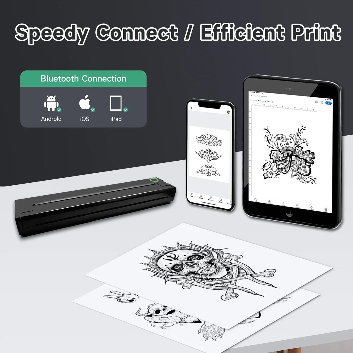 Portable A4 Thermal Printer – Wireless Tattoo Stencil & Document Printer