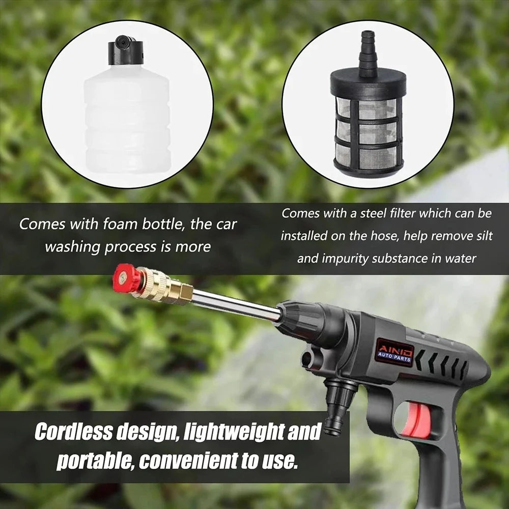 60Bar Cordless Pressure Washer – Portable High-Pressure Car Wash Spray Gun