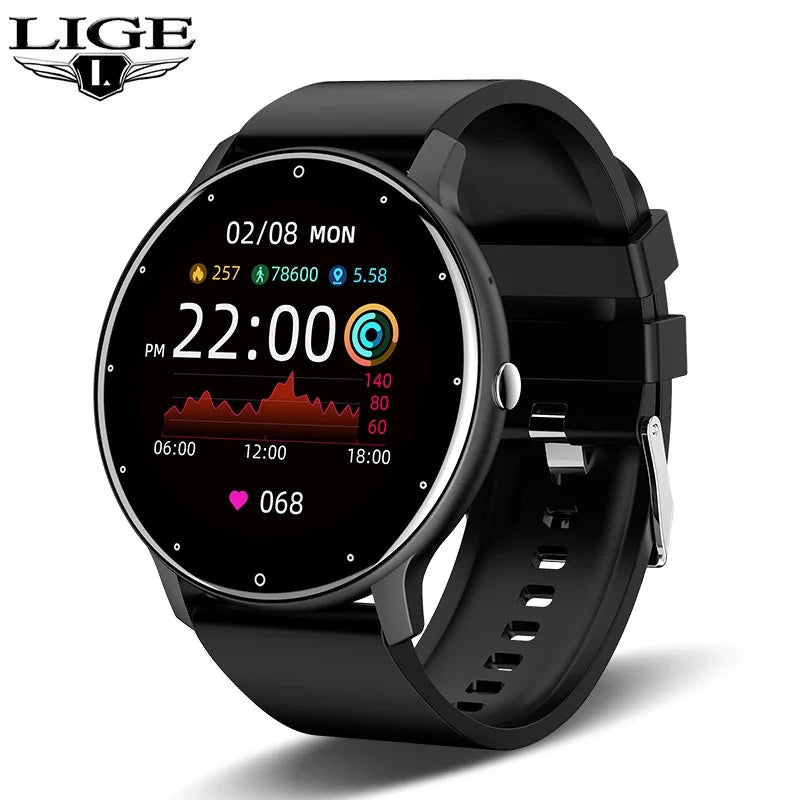 Smart Watch with Bluetooth Call – Round Full Touch Screen Fitness Tracker with Heart Rate Monitor