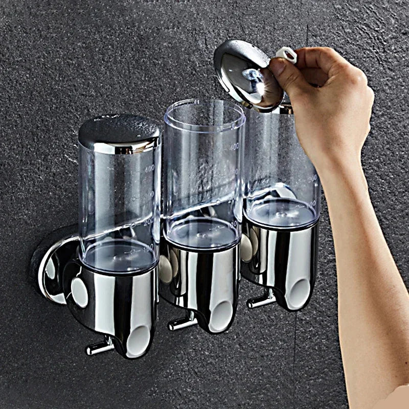 Wall Mounted Shampoo and Soap Dispenser, 1 2 3-Tube Shower Dispenser 500-1500ml
