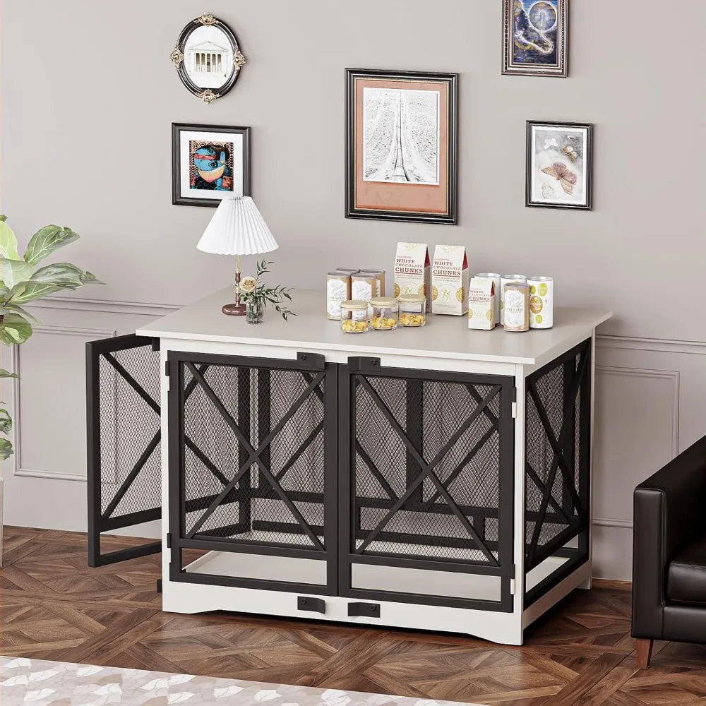 Heavy Duty Wooden Dog Crate End Table For Large Breeds