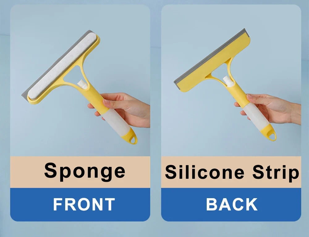 3-in-1 Window Cleaning Squeegee – Glass Mirror Wiper with Spray Bottle & Scrubber