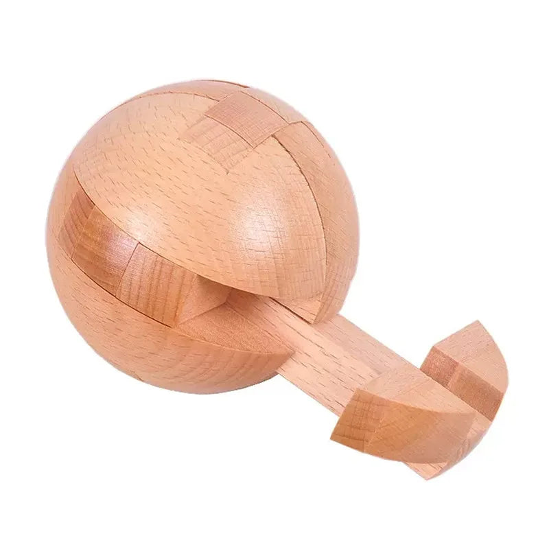 Wooden Kongming Lock Sphere Puzzle | 3D Brain Teaser Toy for Kids & Adults