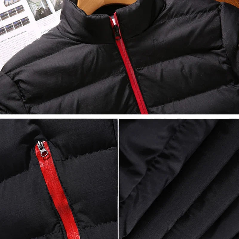 Men's Winter Jacket with Stand Collar – Thick Warm Windbreaker Coat, Casual Zip-Up Outerwear