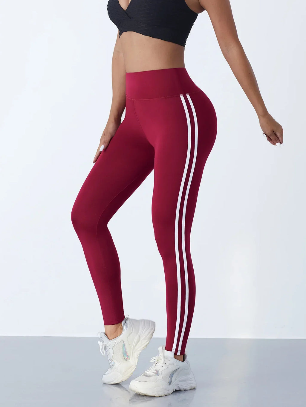 Women's Striped Yoga Leggings – Slim Fit Sports Pants
